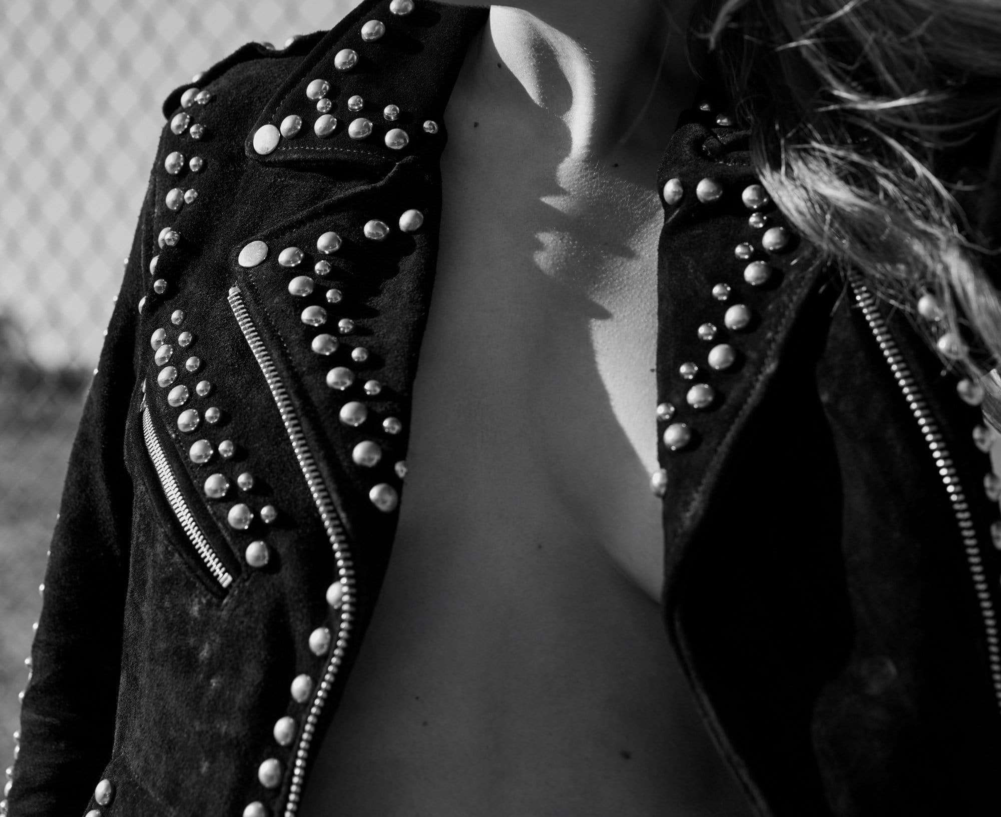 Suede Dome Studded Jacket — Understated Leather