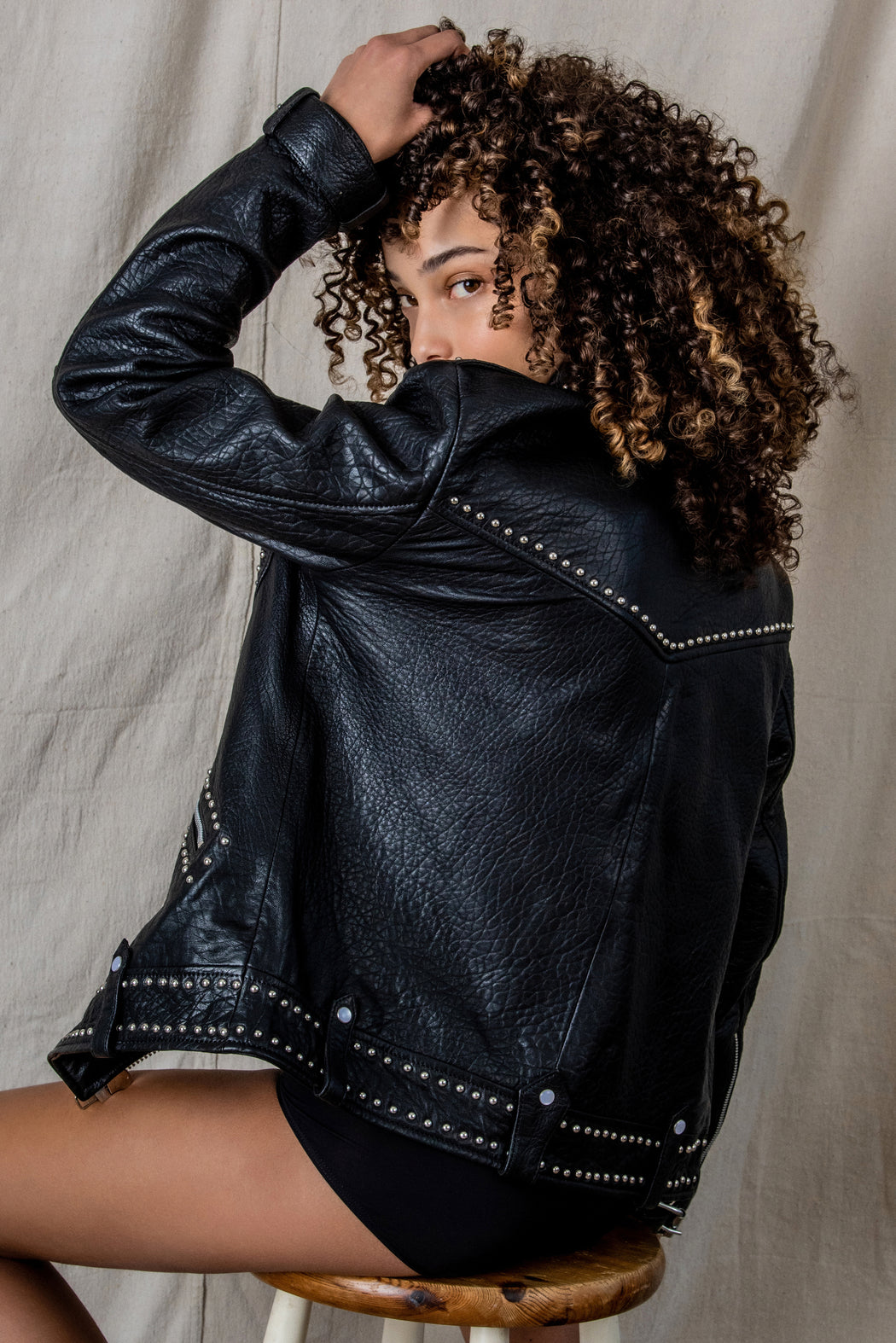 BLACK PEBBLED JACKSON MOTO JACKET